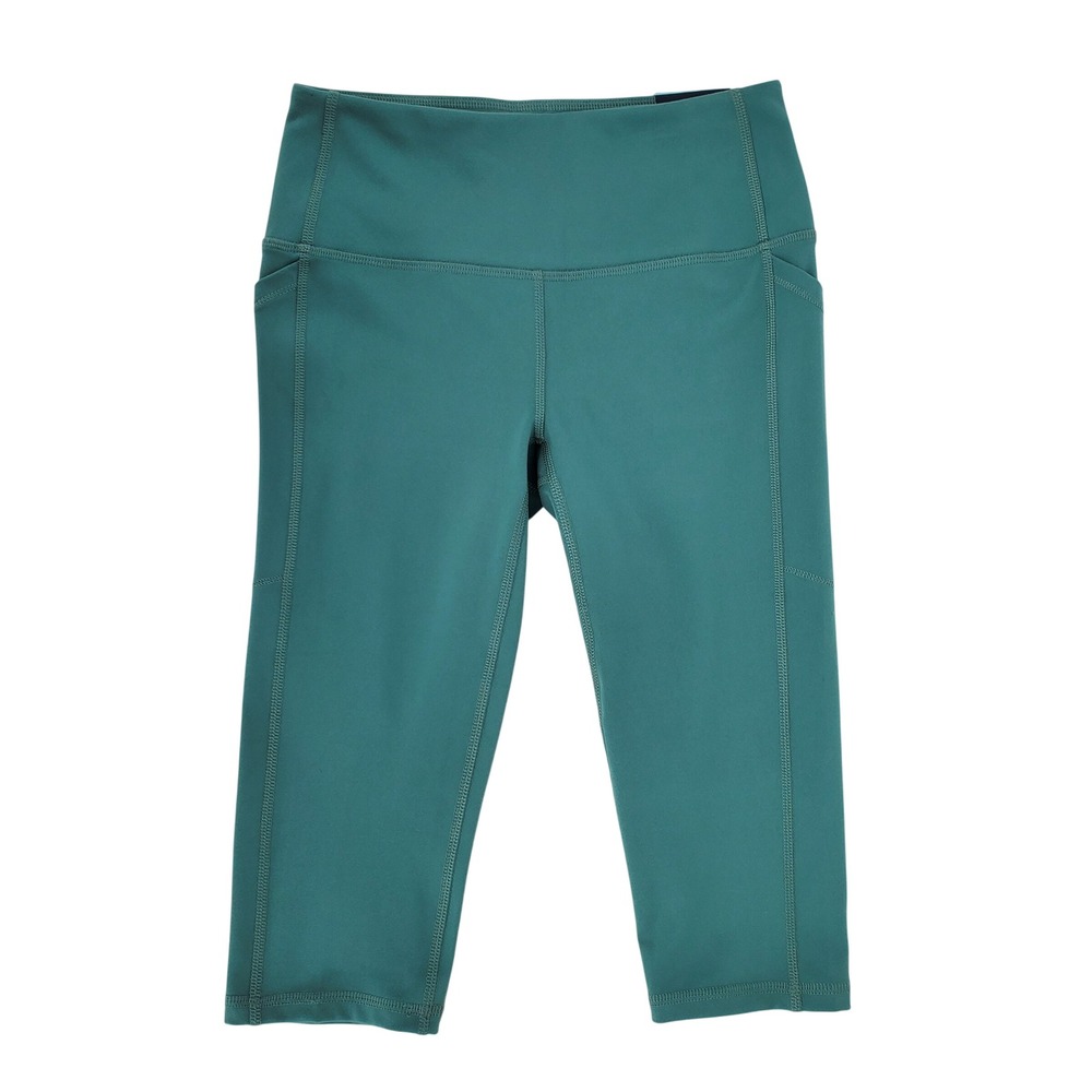DSG Womens XS Momentum Crop Leggings‎ Teal Green High Waist Pockets Athletic